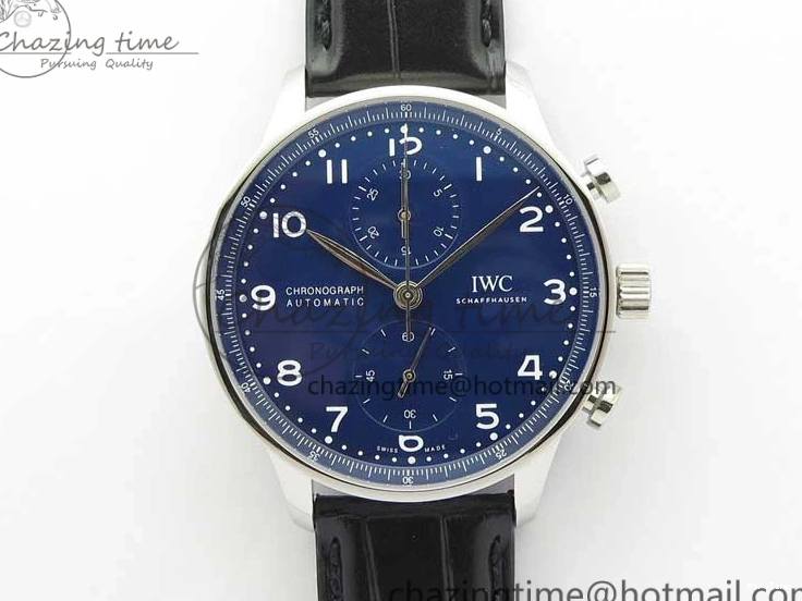 MIROTIME 0121 SunProtective Portugieser Chronograph Edition 150 Years IW371601 ZF 1:1 Best Edition Blue Dial on Black Leather Strap A7750 (Slim Movement) 7137